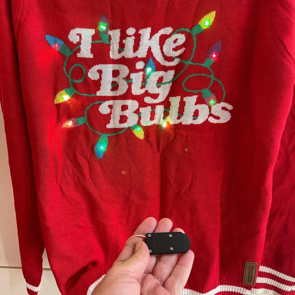 Tipsy Elves Sweater Light Up I like Big Bulbs Christmas Party size M - Picture 5 of 11
